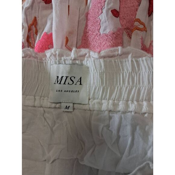 Misa los Angeles womens medium mini skirt embroidery pink white full - Picture 6 of 10